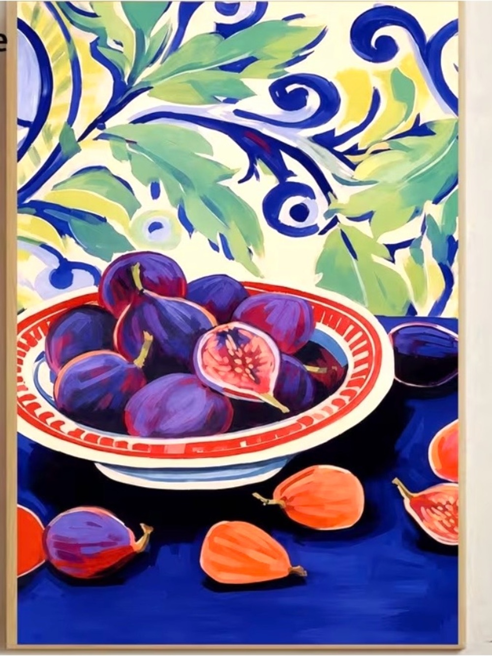 Home Art Canvas Print - Vibrant Fig Still Life in Purple and Blue